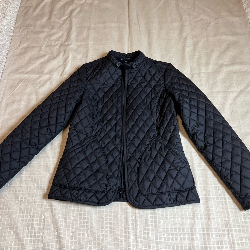 Banana Republic Women's Button Up Quilted Jacket Size XS Black Long Sleeves